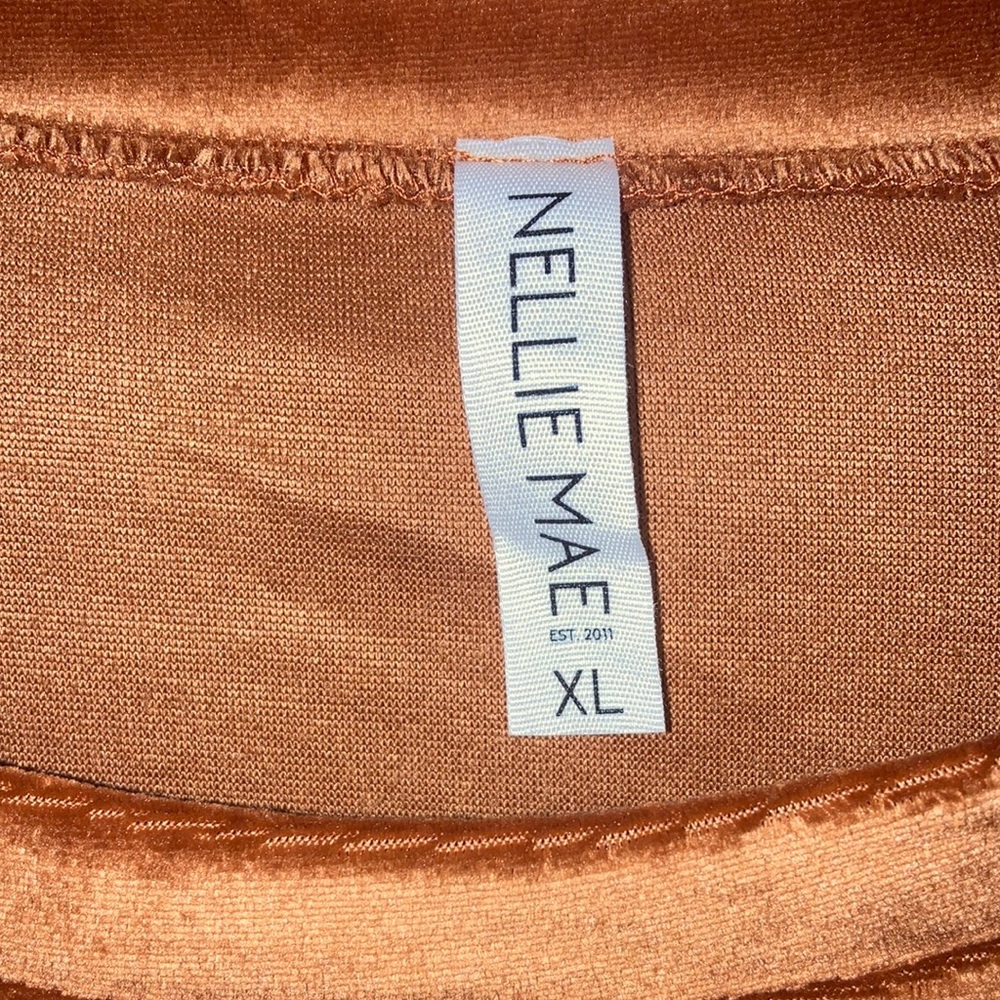NWOT Chic Rust Copper Women's Velour Crop Top - Picture 3 of 7